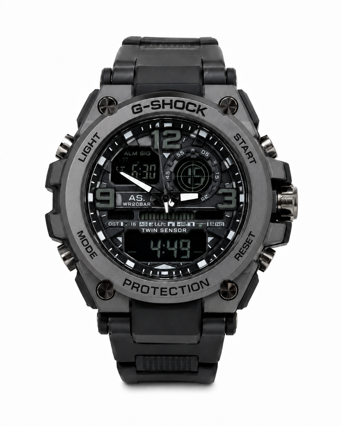 G Shock Dual Clock Men’s Sports Watch Water Resistant - Black