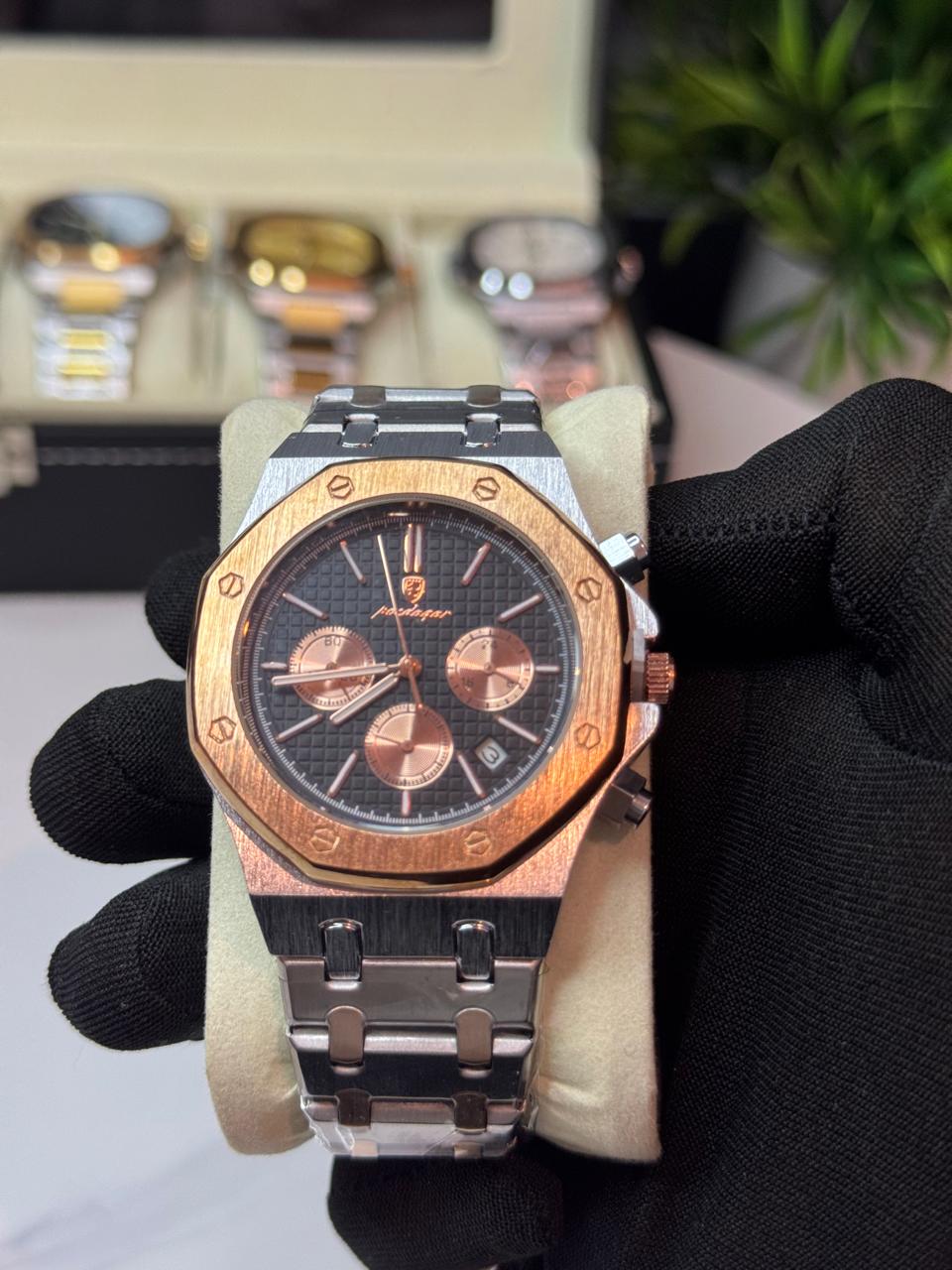 POEDAGAR 997 SGBLK Luxury Men's Watches Stainless Steel Date Chronograph