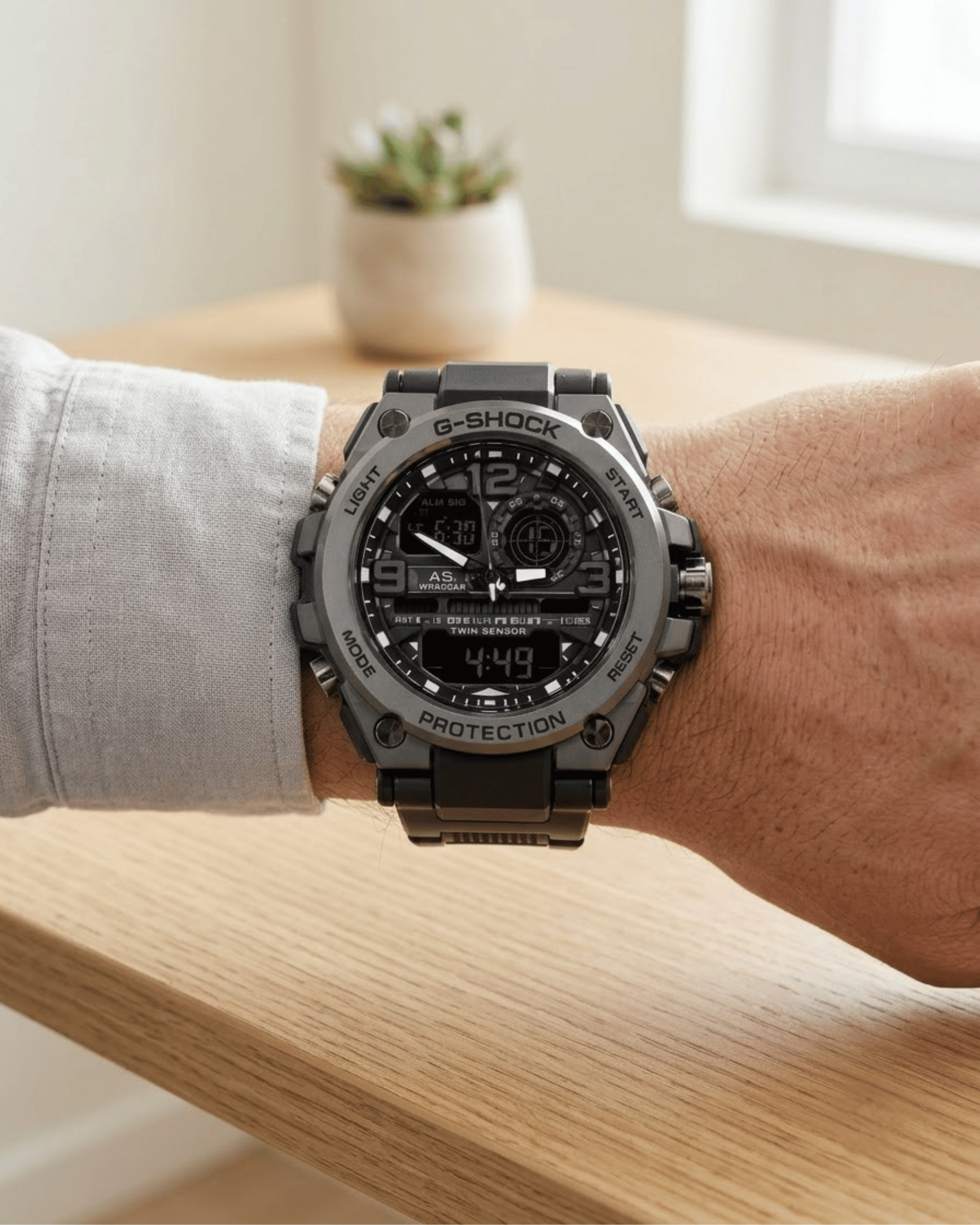 G Shock Dual Clock Men’s Sports Watch Water Resistant - Black