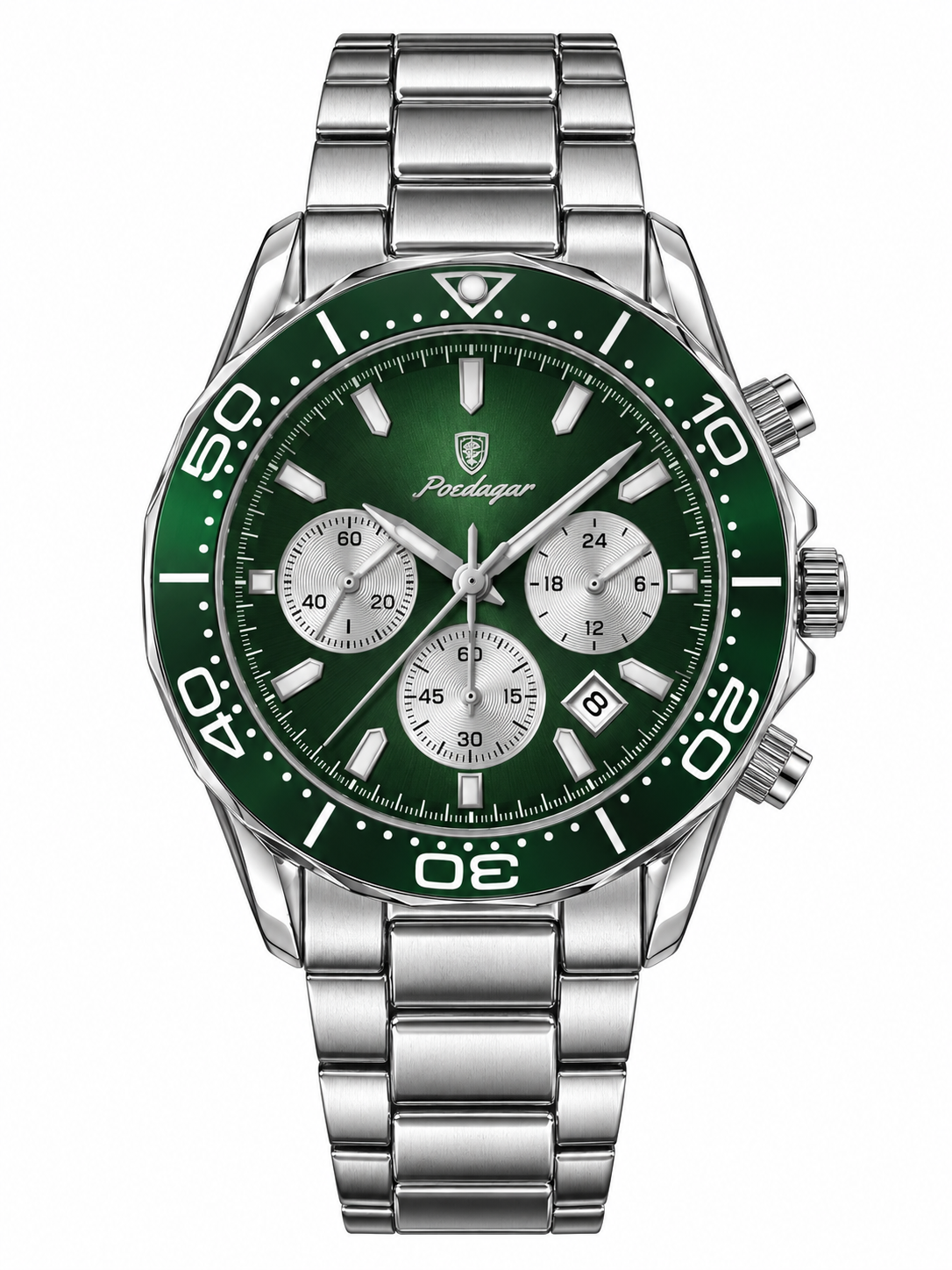 POEDAGAR 912 SGRN Men's Luxury Chronograph Watch