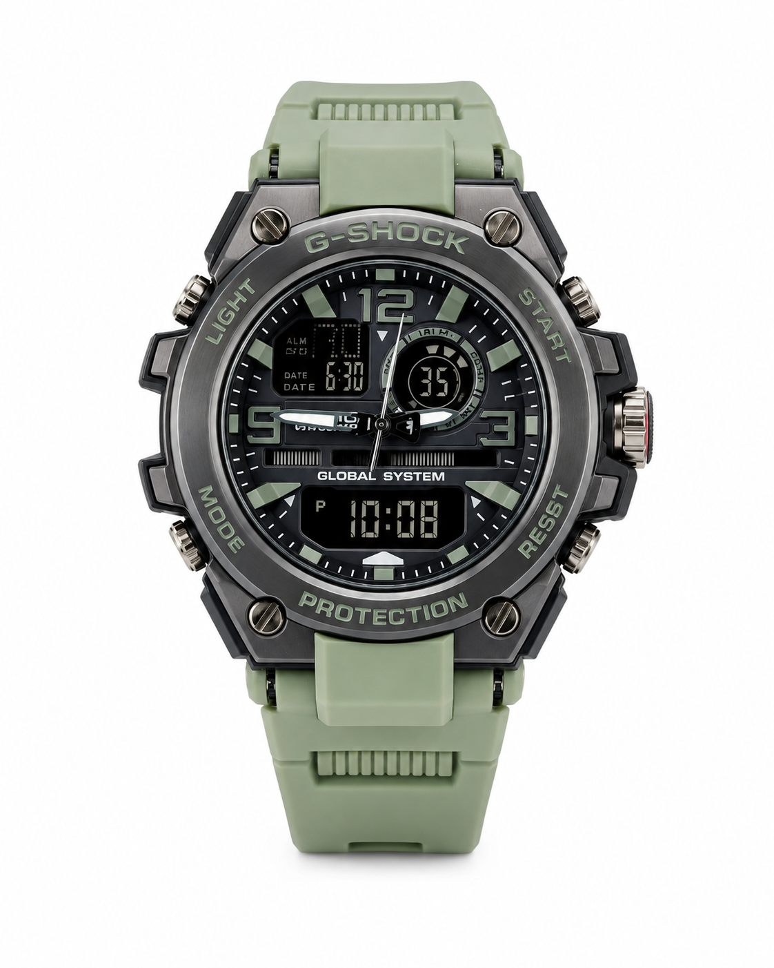 G Shock Dual Clock Men’s Sports Watch Water Resistant - Green