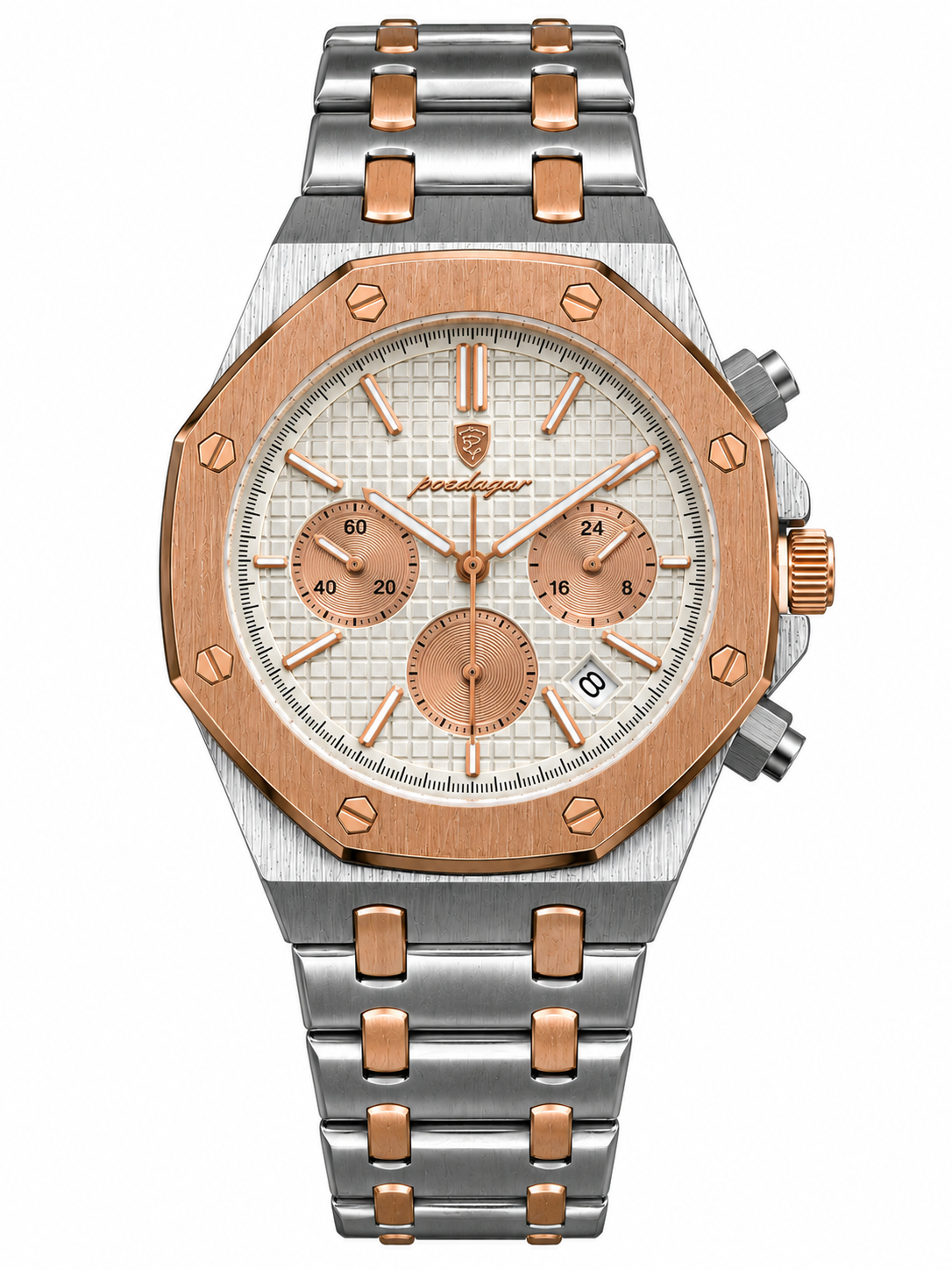 POEDAGAR 997 SGWHT Luxury Men's Watches Stainless Steel Date Chronograph