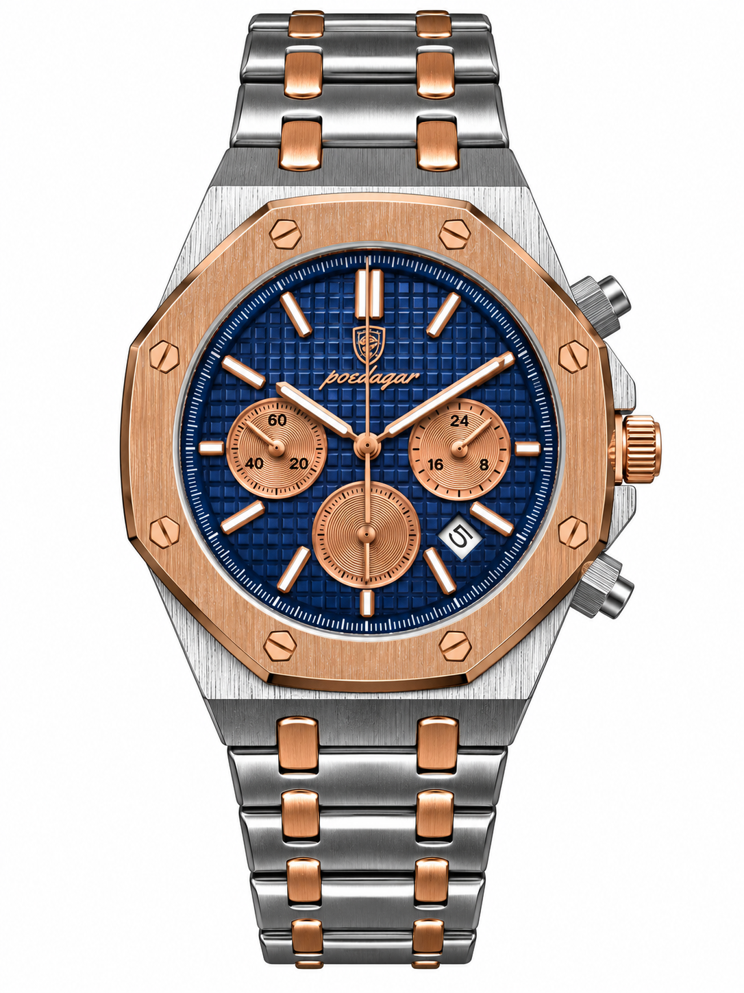 POEDAGAR 997 SGBLU Luxury Men's Watches Stainless Steel Date Chronograph