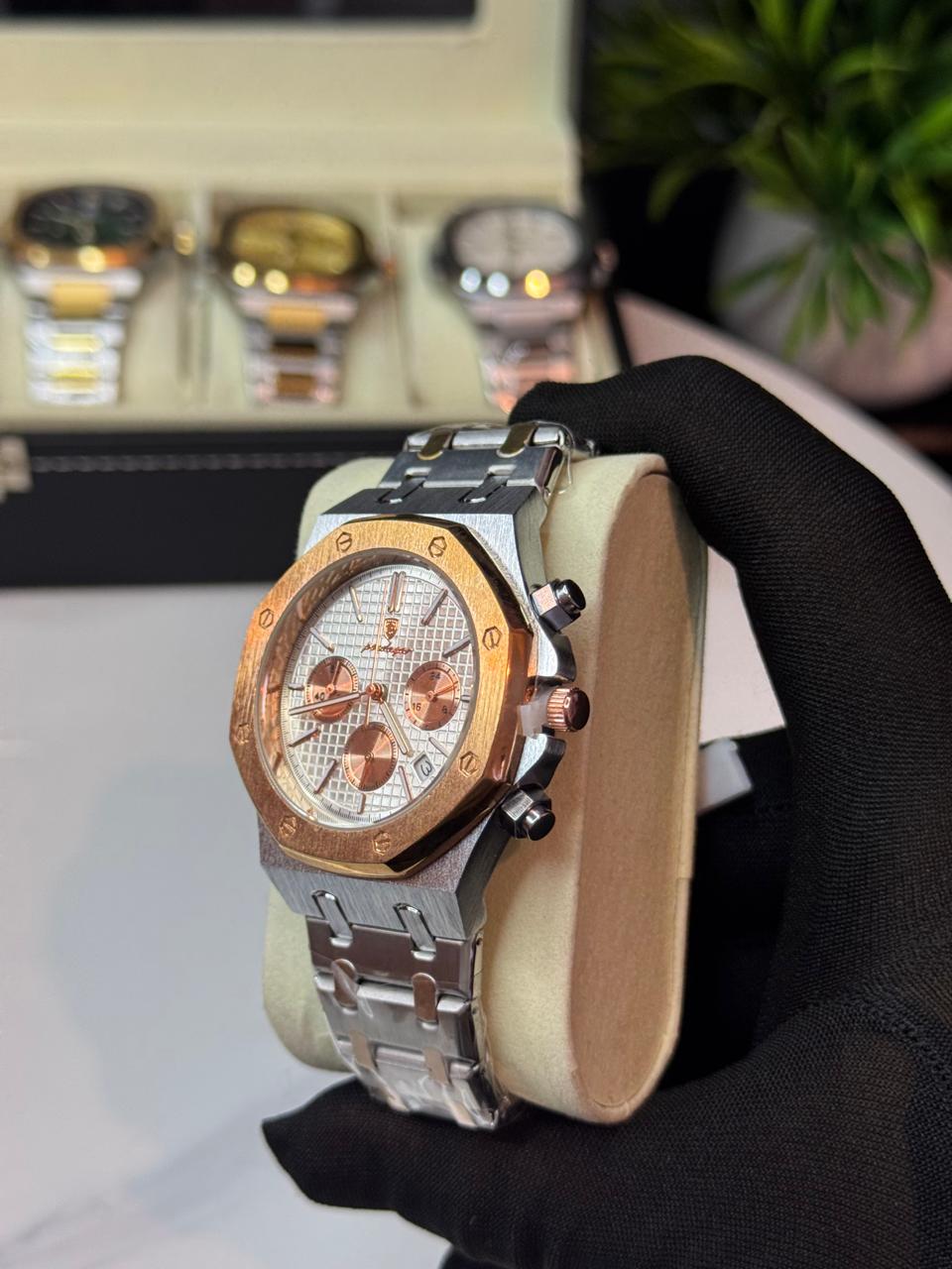 POEDAGAR 997 SGWHT Luxury Men's Watches Stainless Steel Date Chronograph