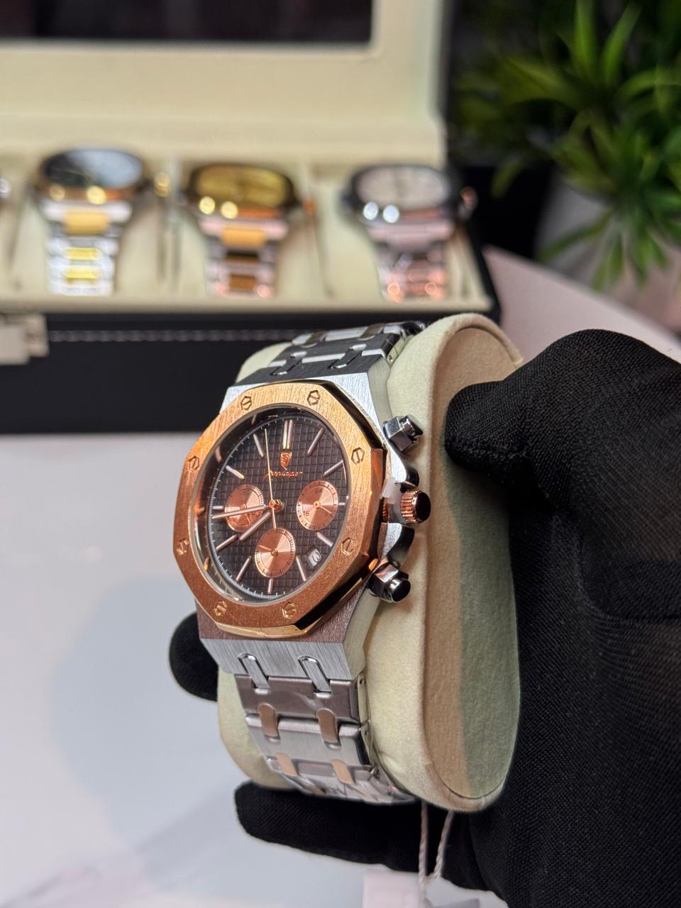 POEDAGAR 997 SGBLK Luxury Men's Watches Stainless Steel Date Chronograph