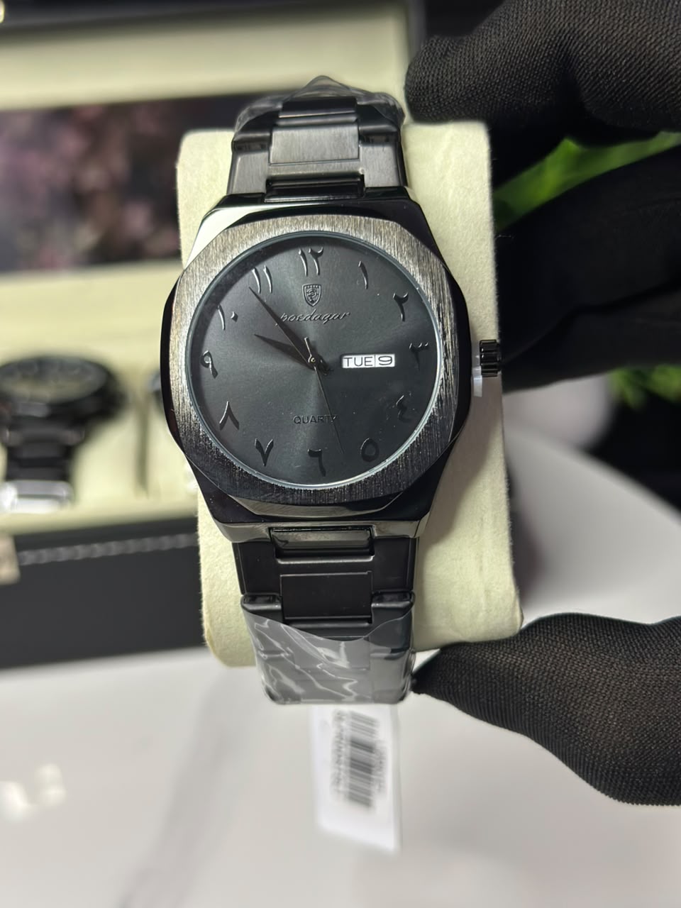 POEDAGAR Arabic Aura 901 BBLK Luxury Stainless Steel Quartz Watch